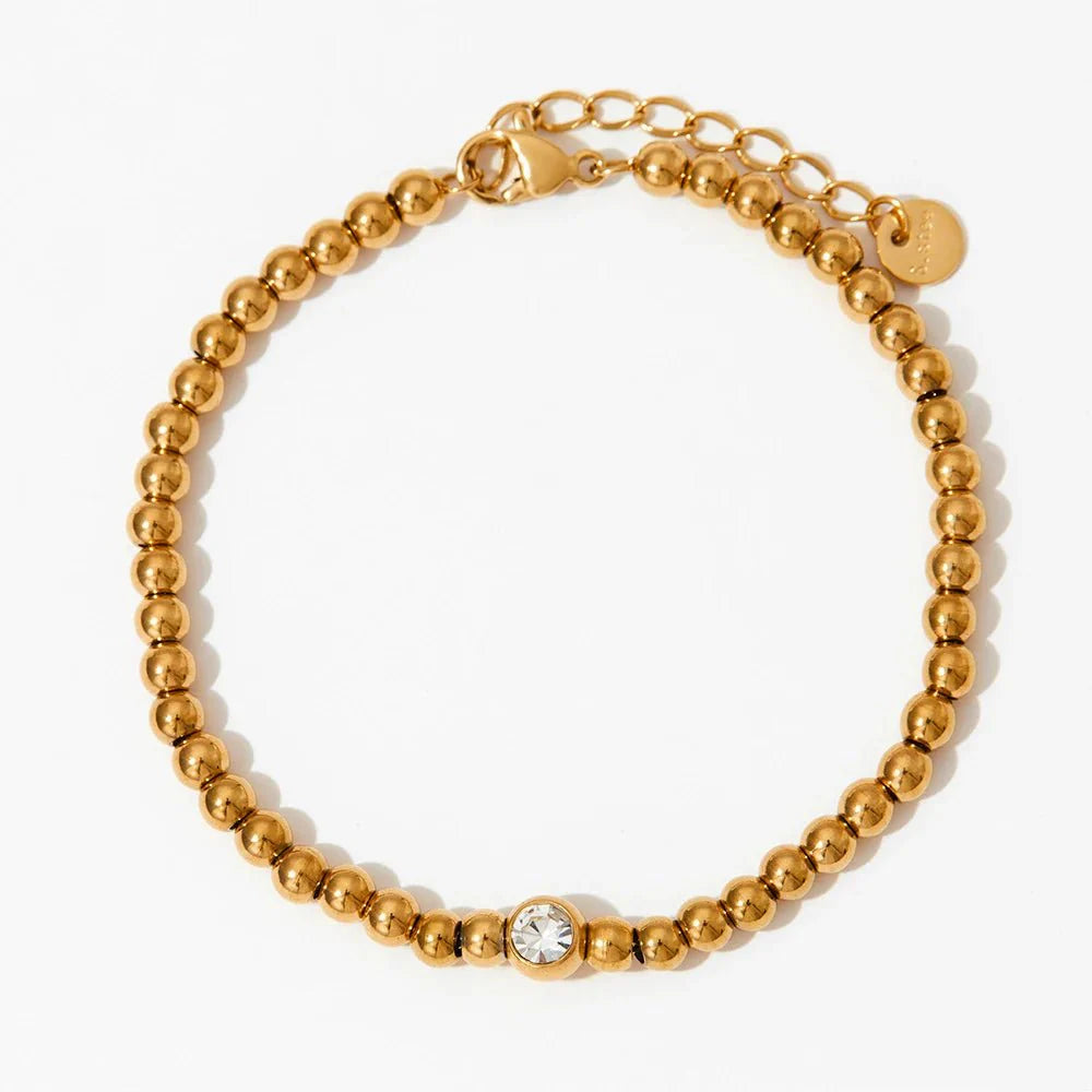 18k Beaded Diamond Center Necklace and Bracelets