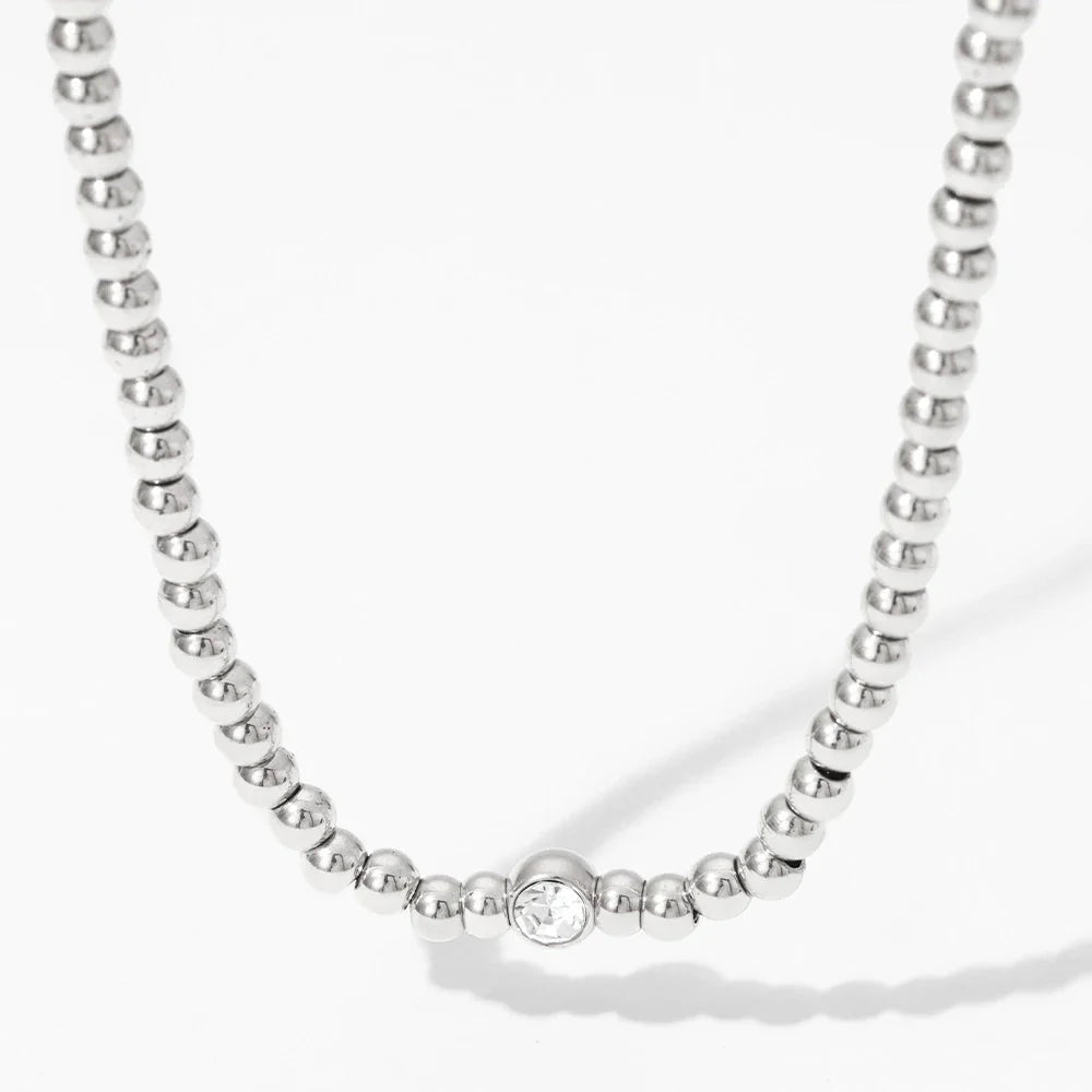 18k Beaded Diamond Center Necklace and Bracelets