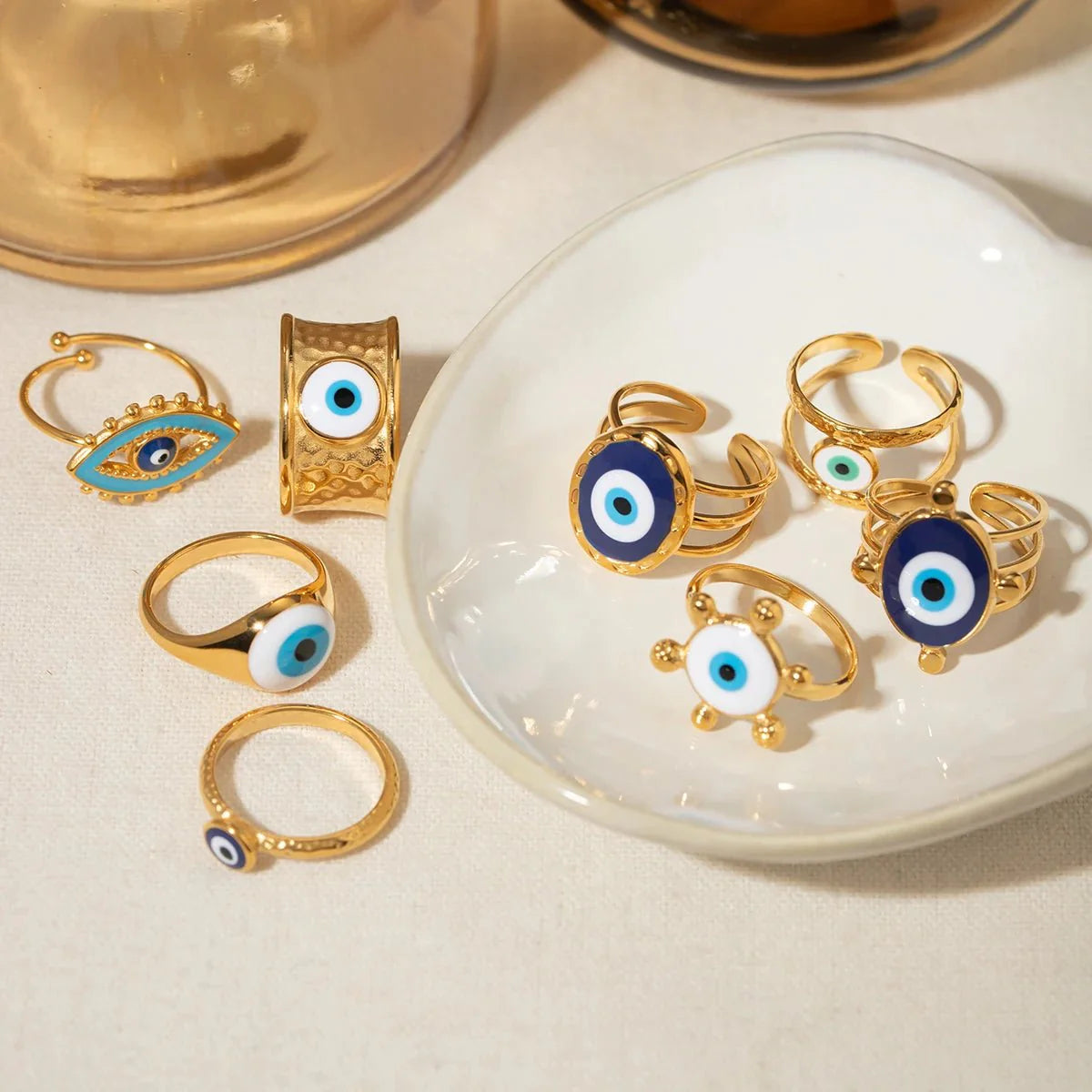 18k Bohemian Evil Eye Rings