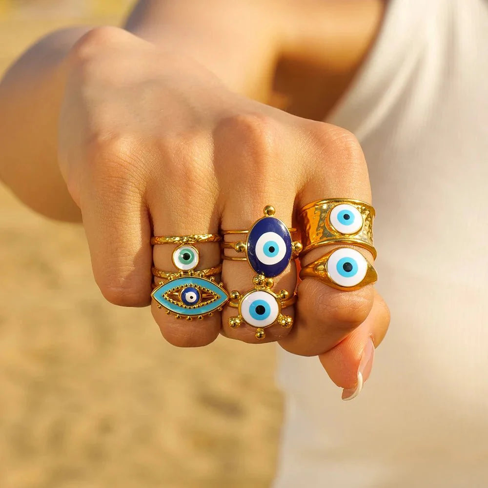 18k Bohemian Evil Eye Rings