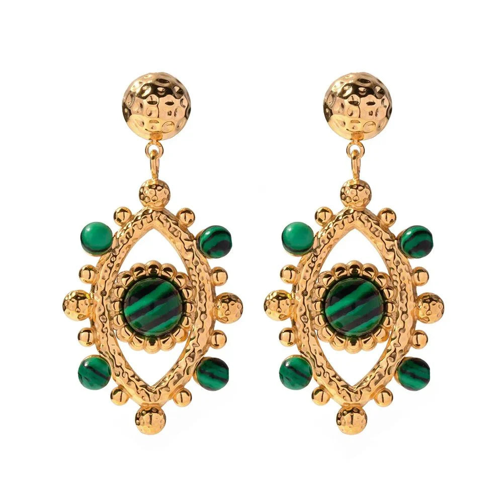 18k Boho Evil Eye Bead Accented Earrings