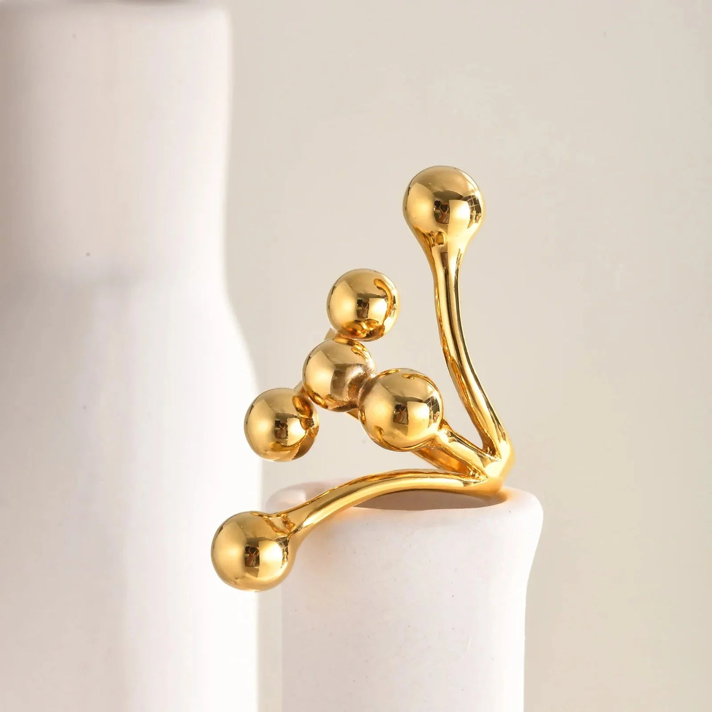 18k Bold Layered Ball Wrap Ring