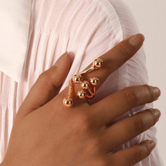 18k Bold Layered Ball Wrap Ring