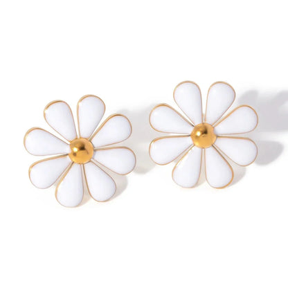 18k Dainty Daisy Floral Earrings