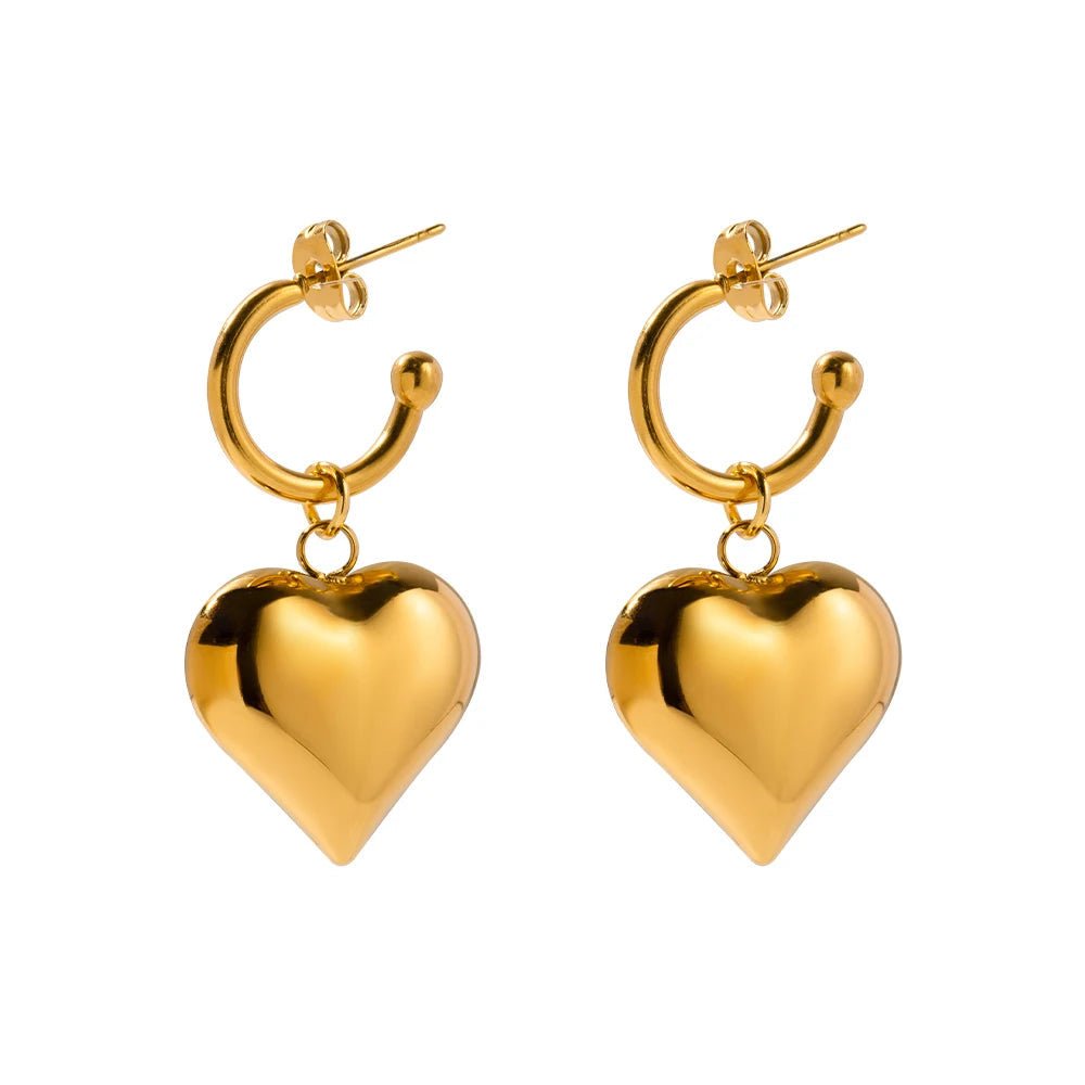 18k Dainty Heart Hoops Earrings