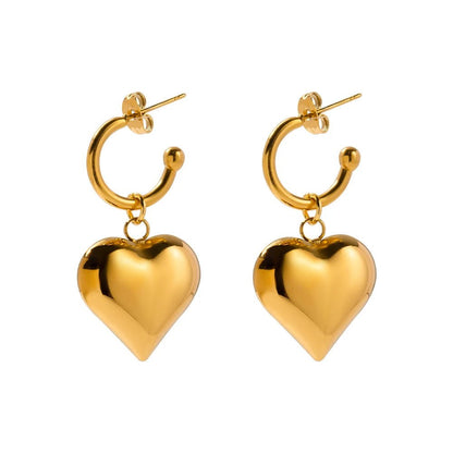 18k Dainty Heart Hoops Earrings