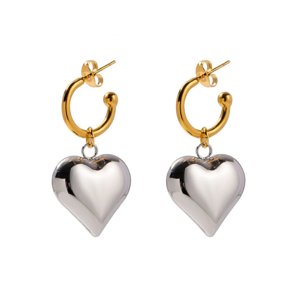 18k Dainty Heart Hoops Earrings