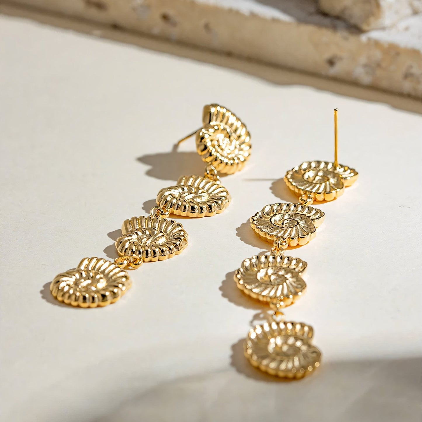 18k Dangling Shells Tropical Earrings