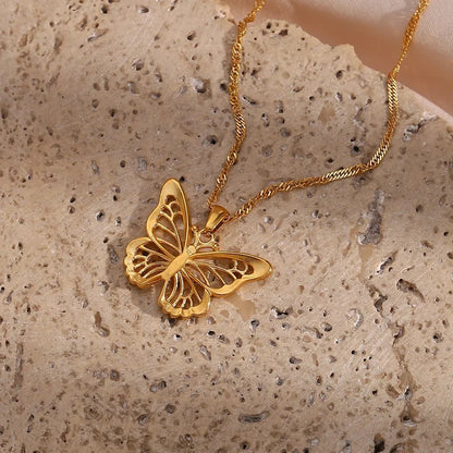 18k Diamond Accented Butterfly Necklace