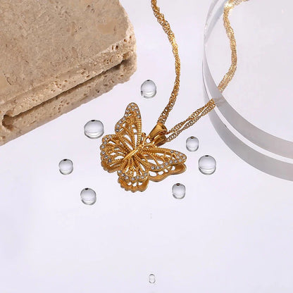 18k Diamond Accented Butterfly Necklace