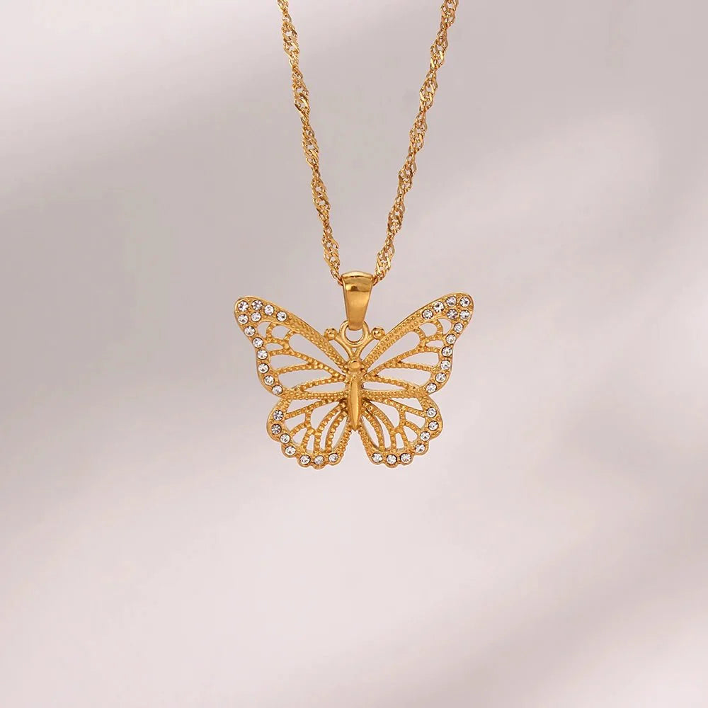 18k Diamond Accented Butterfly Necklace