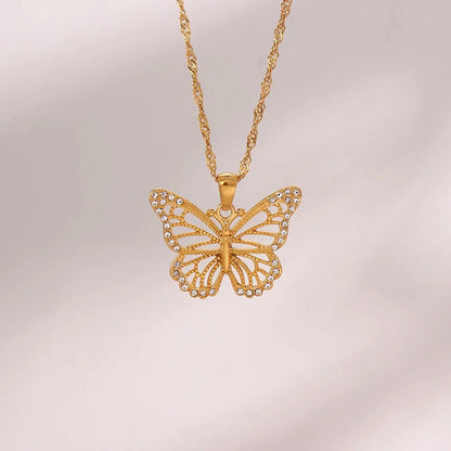18k Diamond Accented Butterfly Necklace