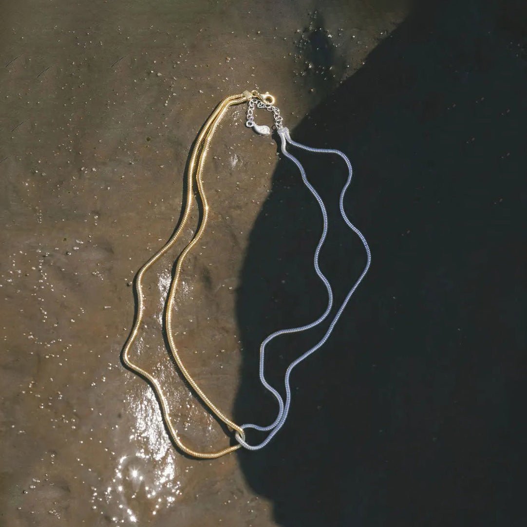 18k Dual Loop Box Chain Necklace