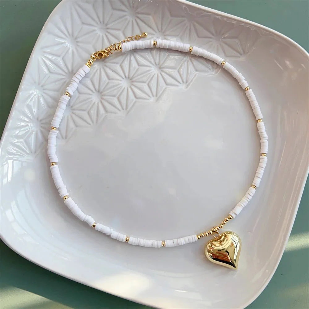 18K Gold Boho Heart Choker Necklaces