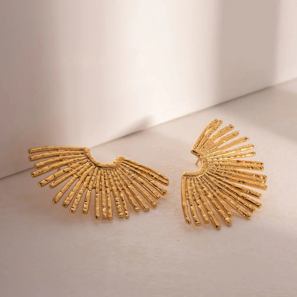 18k Half Sunshine Dainty Earrings