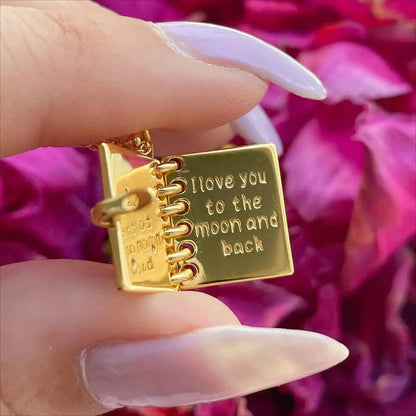18k "I Love You To The Moon and Back" Booklet Necklace