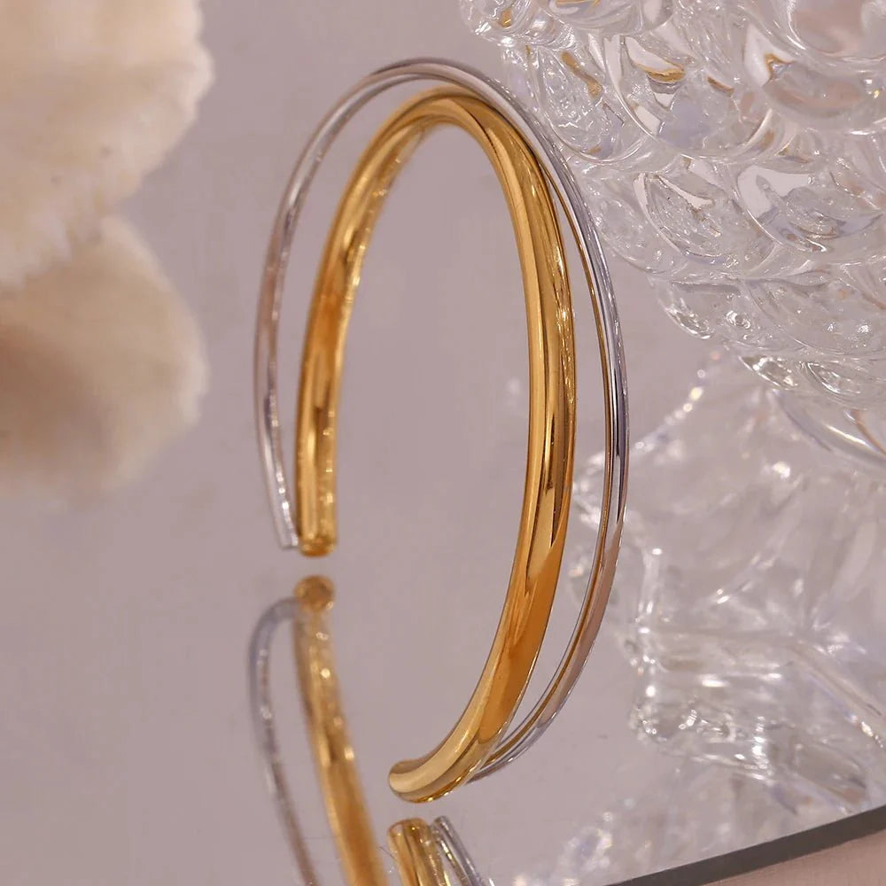 18k Intersect Cross Cuff Bracelet