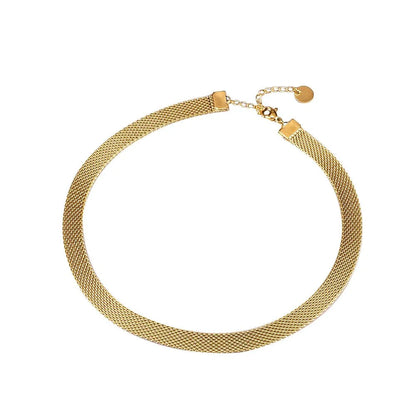 18k Layered Gold Mesh Choker Necklace and Bracelet