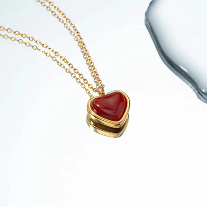 18k Romantic Dainty Red Heart Necklace