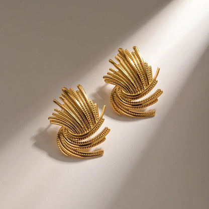 18k Spiraling Braided Dainty Earrings