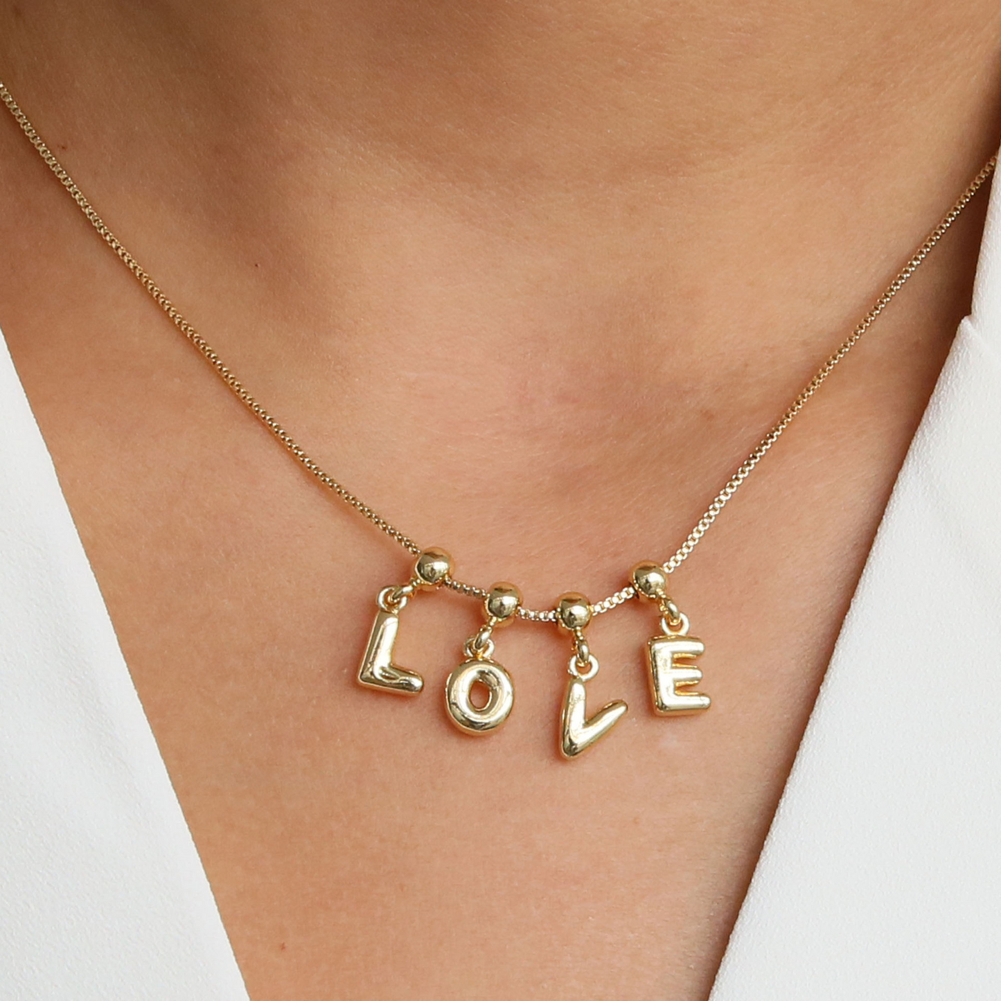 Dainty Satellite Bubble Letter Name Necklace