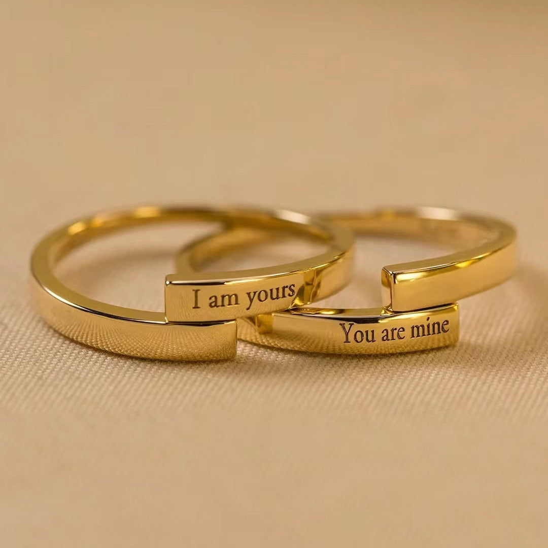 Adjustable "I Am Yours & You Are Mine" Couples Rings Set