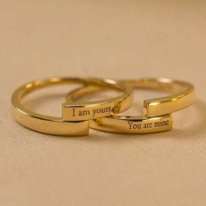 Adjustable "I Am Yours & You Are Mine" Couples Rings Set