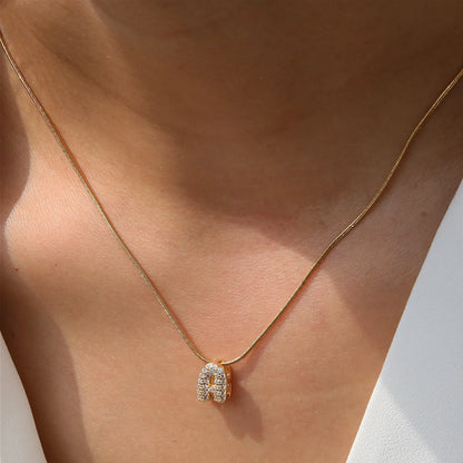 Mini Initial Necklace with Zirconia