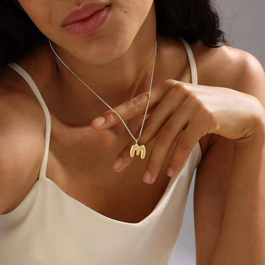 Chunky Feminine Letter Initial Necklace
