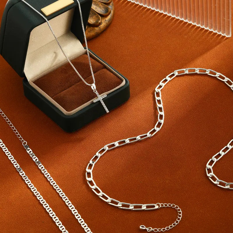 3pc 14k Layered Cross Necklace Stack