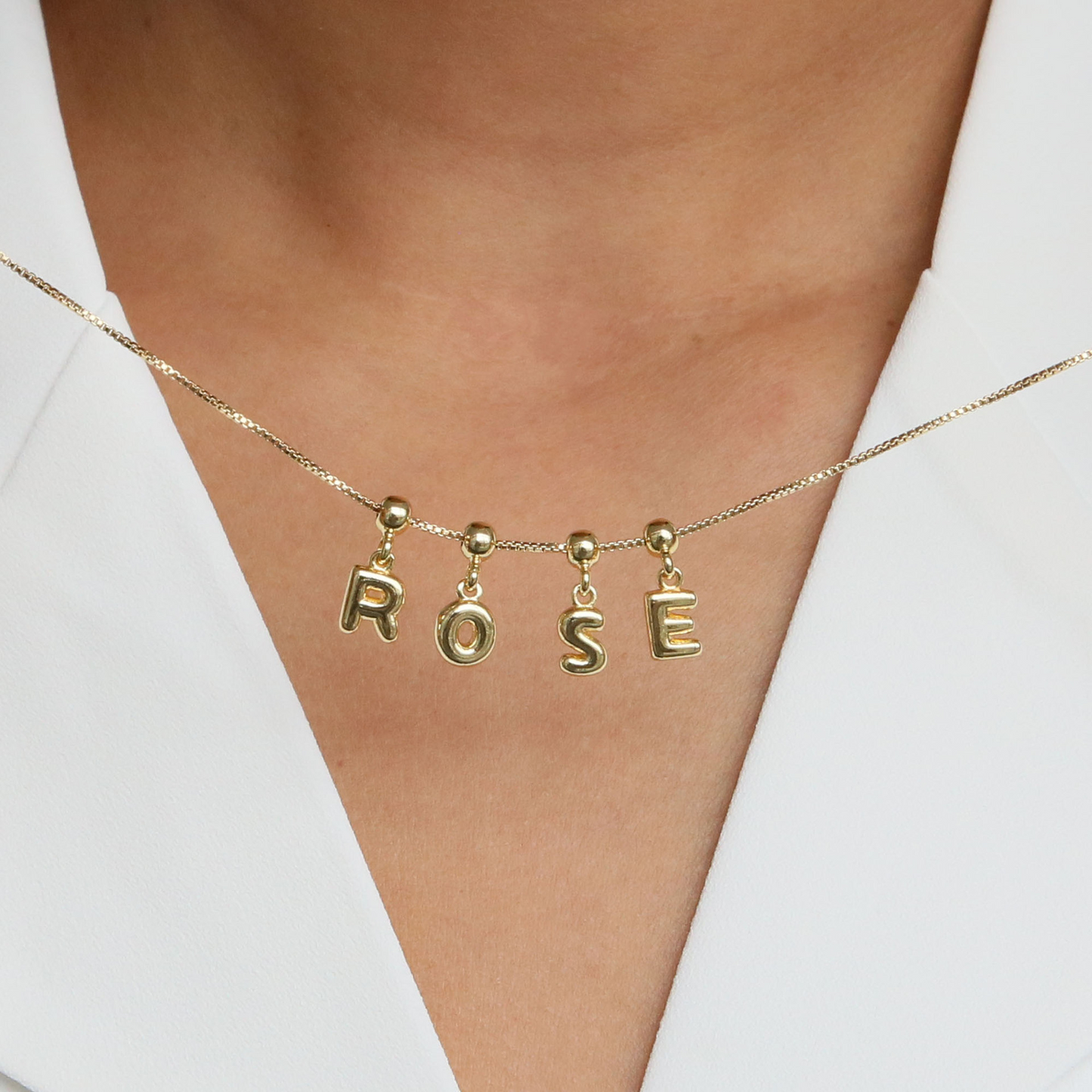 Dainty Satellite Bubble Letter Name Necklace