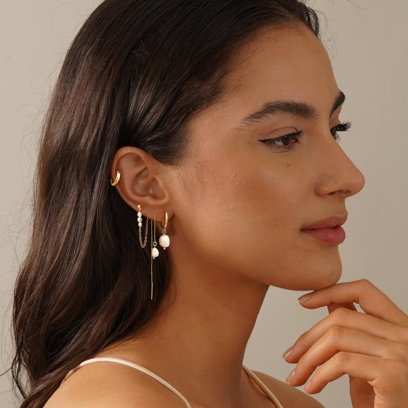 4 Pair Pearl Accented Earrings Set