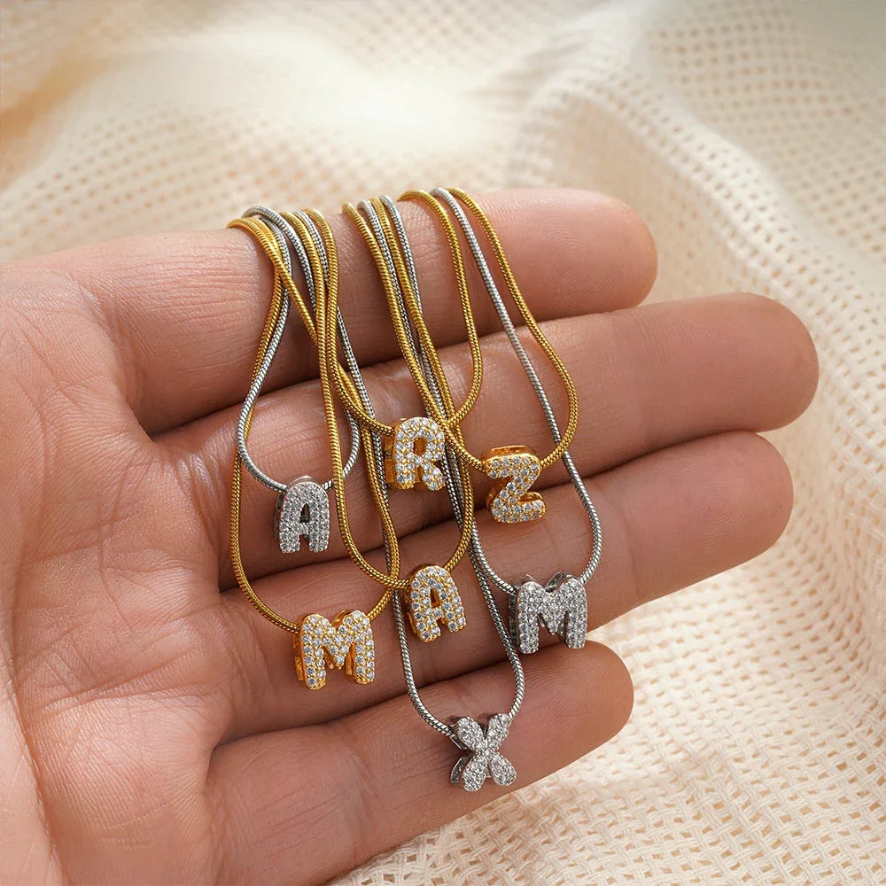 Mini Initial Necklace with Zirconia