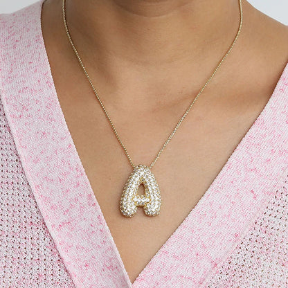 Big Initial Necklace with Zirconia