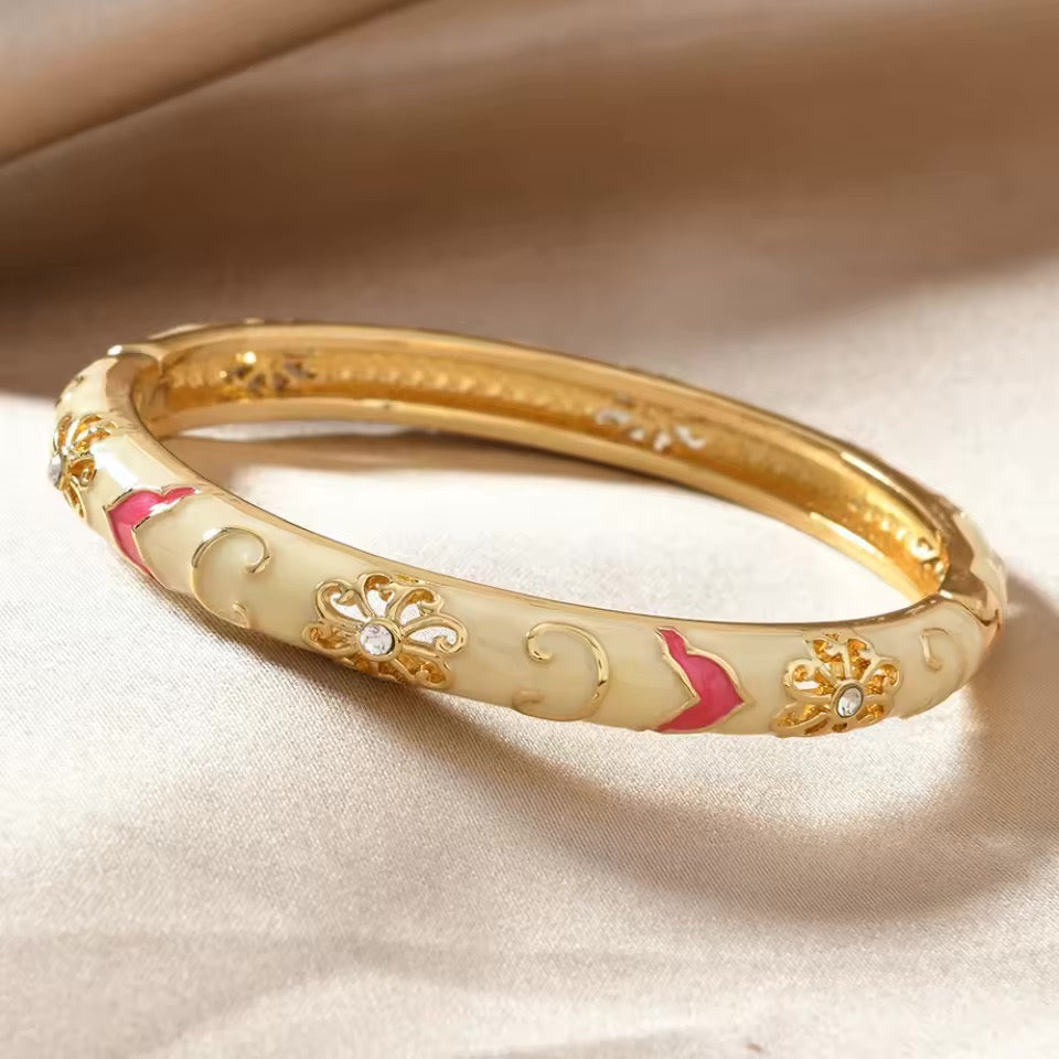 4pc Floral Accented Bangle Stack