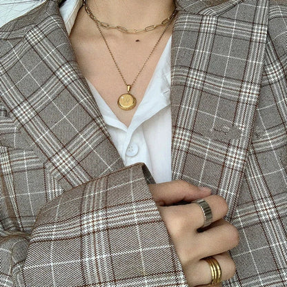 Initial Letter Medallion Necklace with Zircon