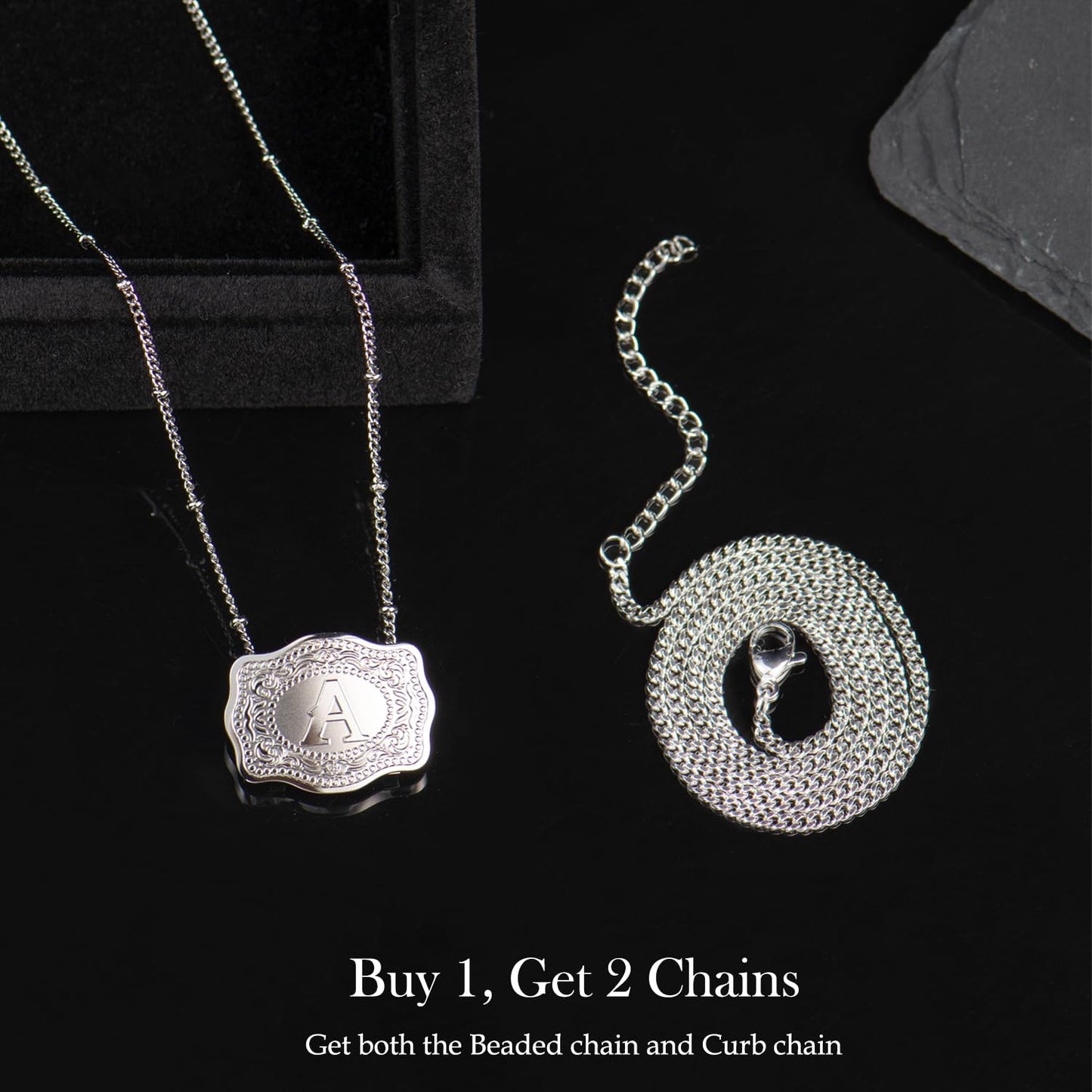 Dainty Belt Buckle Letter Initial Necklaces