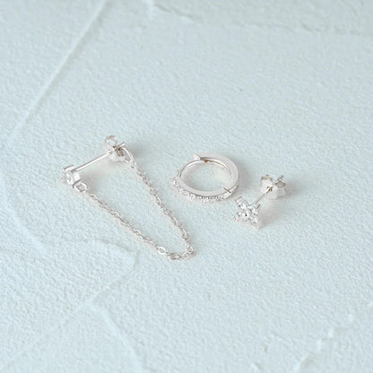 3pc Dainty Floral Tassel Chain Earrings Set