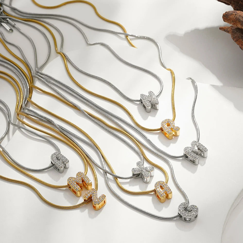 Mini Initial Necklace with Zirconia