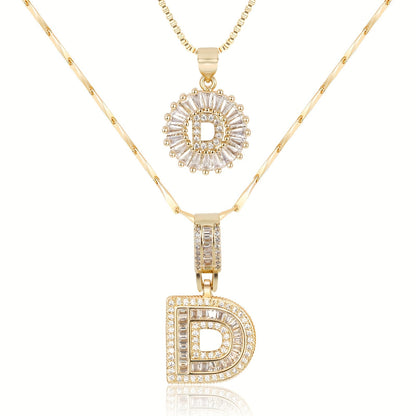 2pc 14k Diamond Letter Initial Necklaces