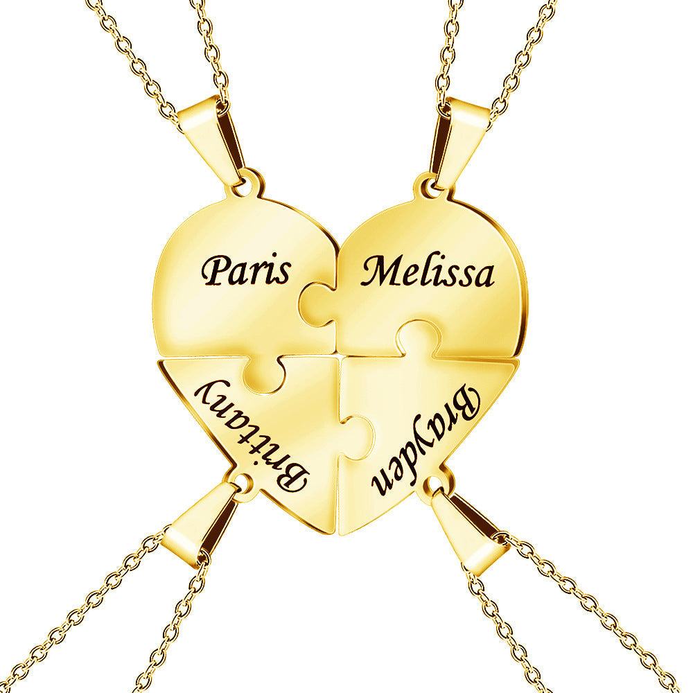 Personalized Family Heart Puzzle Necklace