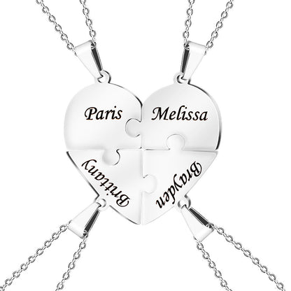 Personalized Family Heart Puzzle Necklace