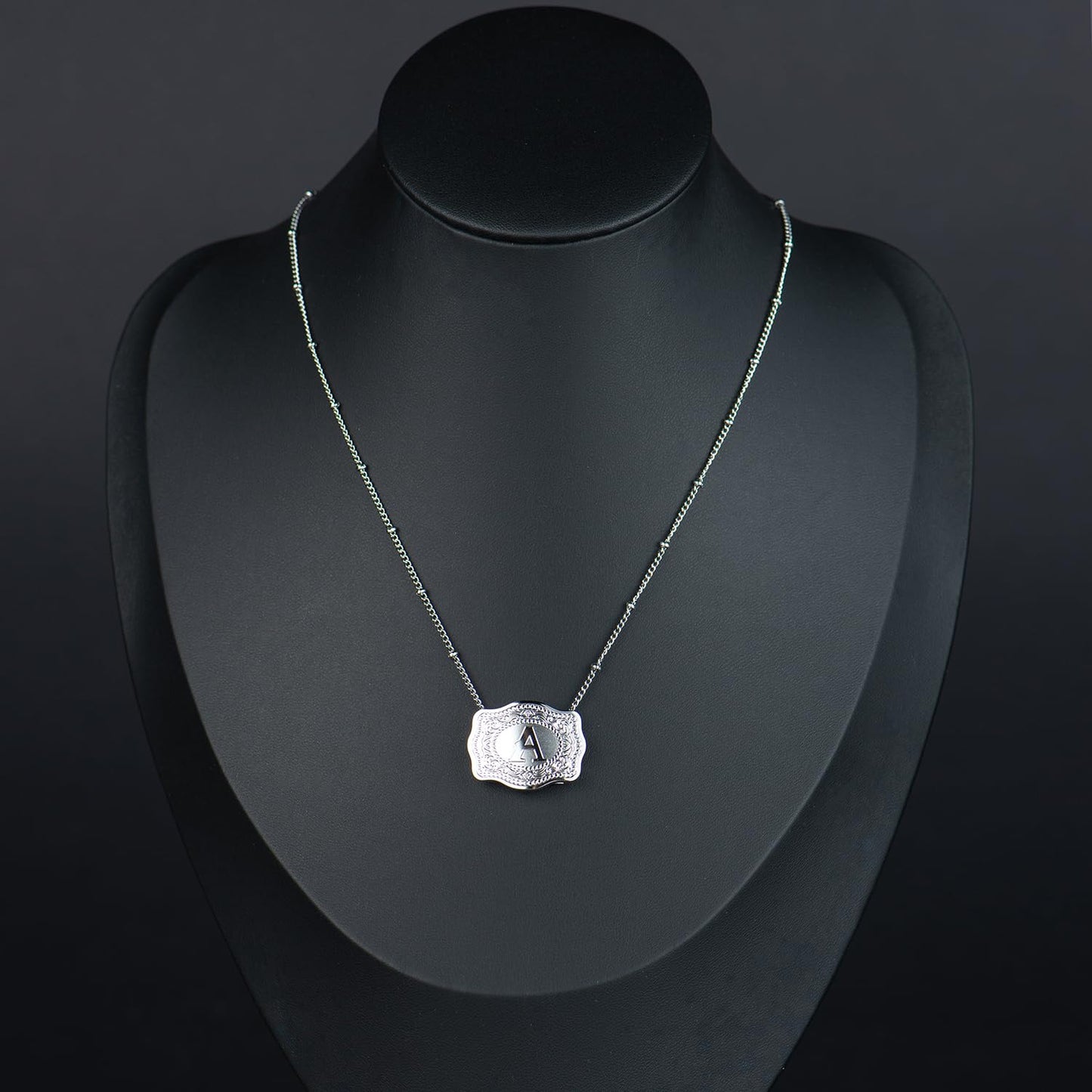 Dainty Belt Buckle Letter Initial Necklaces