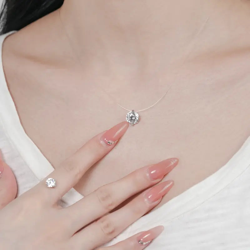 S925 1-3 Carat Moissanite Invisible Necklace