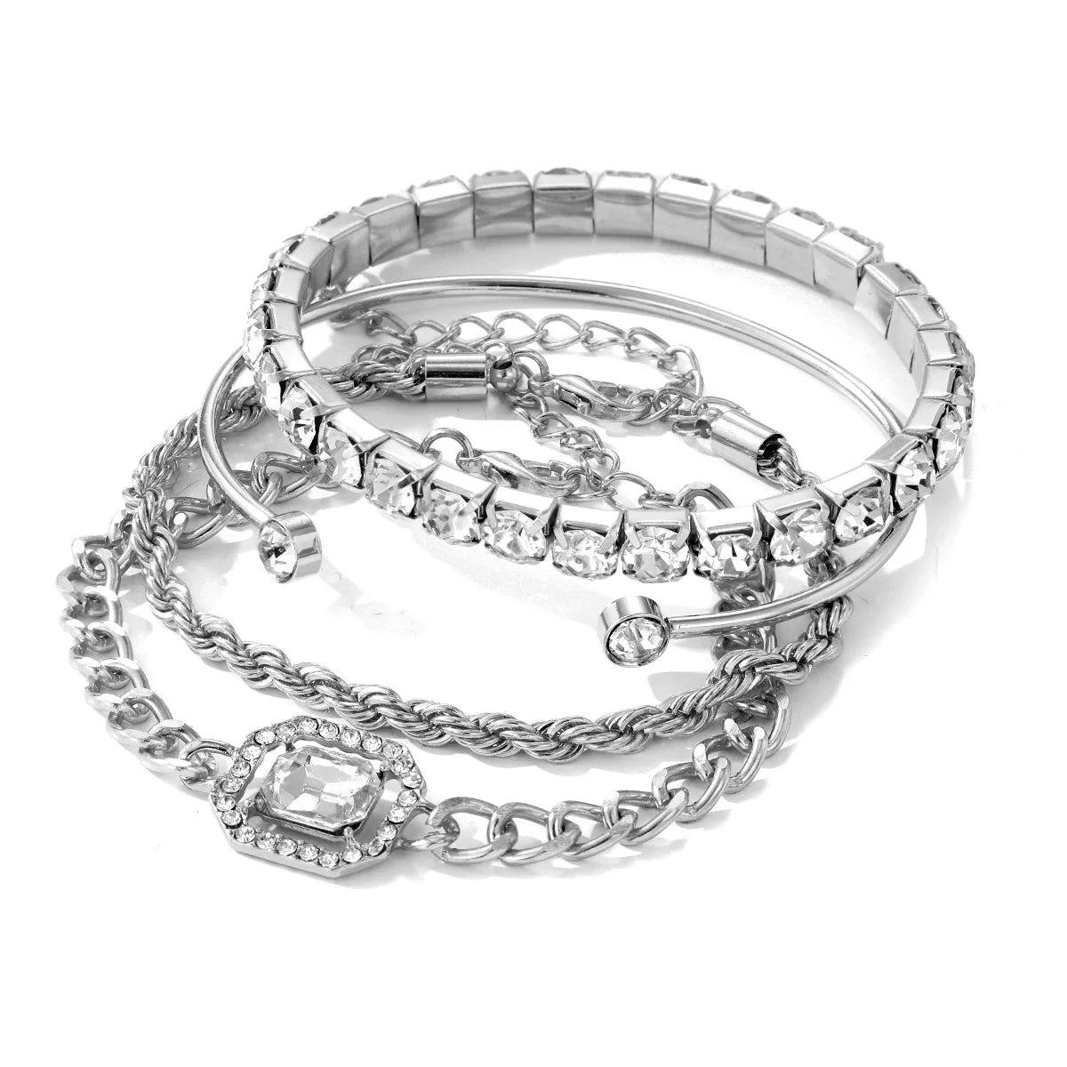 4pcs Diamond Shimmer Bracelet Stack
