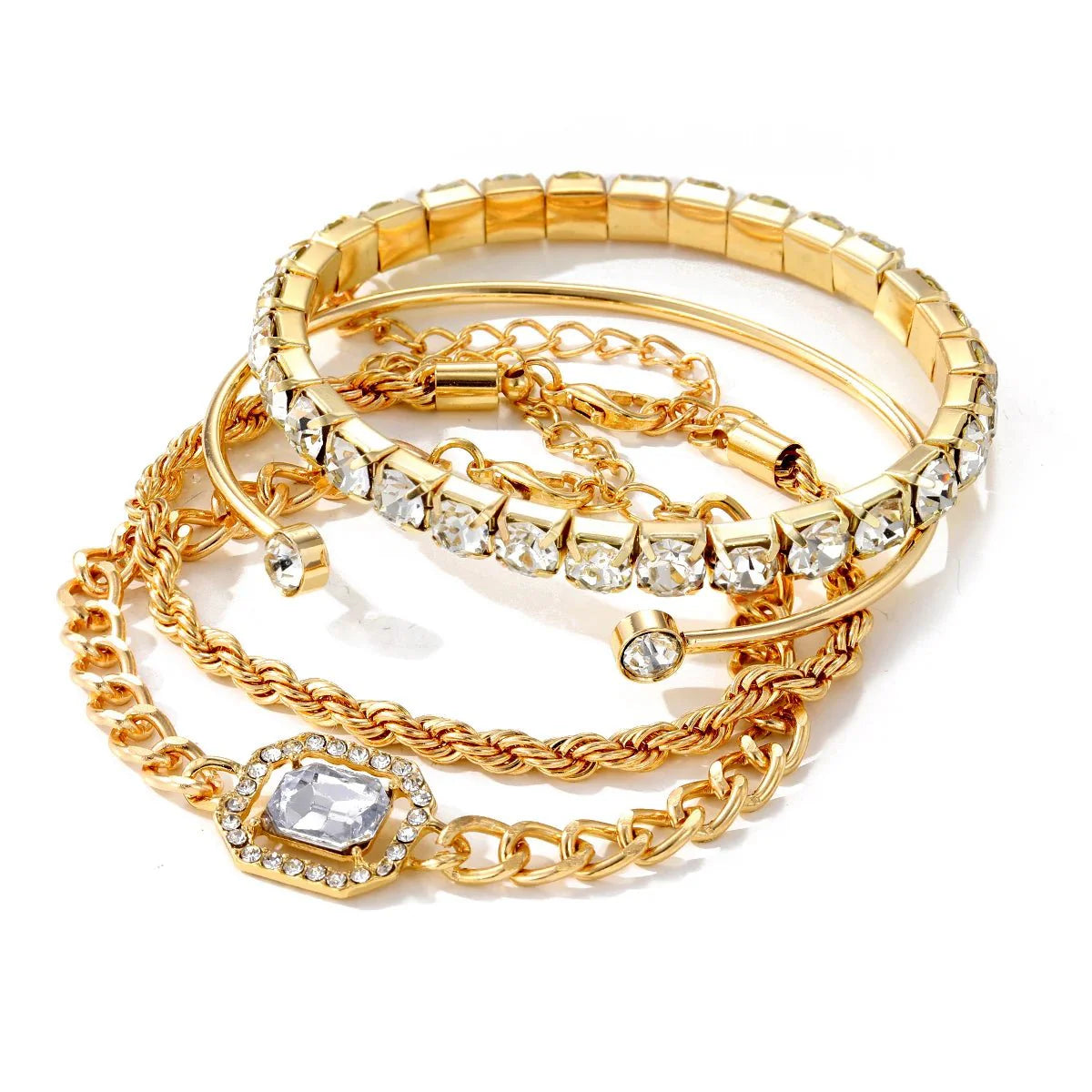 4pcs Diamond Shimmer Bracelet Stack