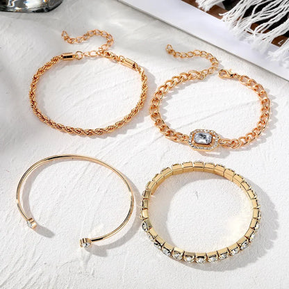 4pcs Diamond Shimmer Bracelet Stack