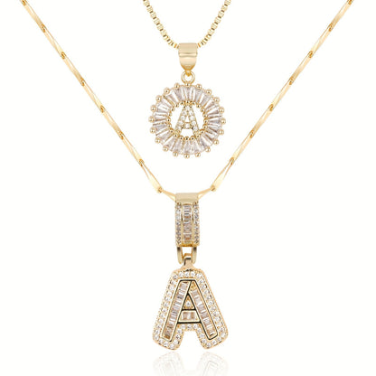 2pc 14k Diamond Letter Initial Necklaces