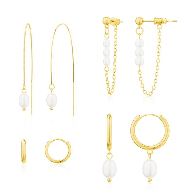 4 Pair Pearl Accented Earrings Set
