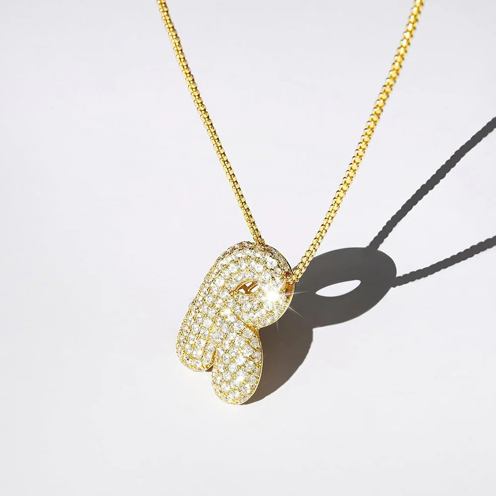 Big Initial Necklace with Zirconia
